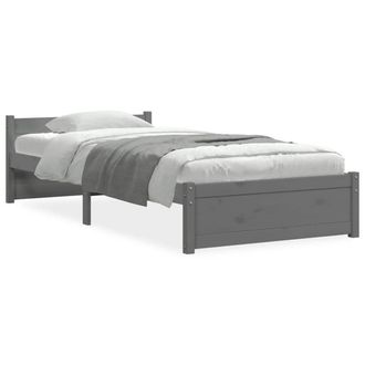 Berkfield Home Bed Frame Grey Solid Wood 75x190 cm Small Single