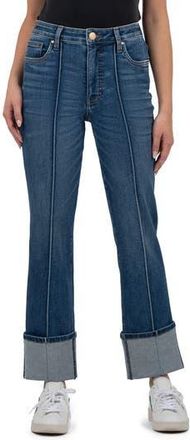 Kut from the Kloth Fab Ab Seamed High Waist Cuffed Straight Leg Jeans in Attentive at Nordstrom Rack, Size 10