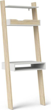 Dmora Bureau D&eacute;co, Coloris Blanc Et Ch&ecirc;ne, 65 X 180 X 48 Cm - Dmora