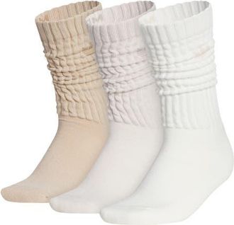 adidas Gender Inclusive Originals Assorted 3-Pack Scrunch Crew Socks in Stone Khaki/grey/off White at Nordstrom, Size Medium