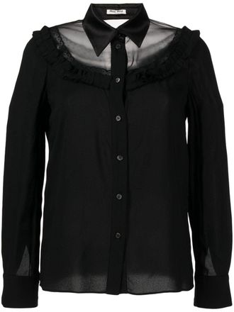 Miu Miu Camicia con inserti semi trasparenti - Nero