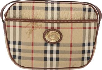 Burberry Nova Check Beige Canvas, Leather Shoulder Bag (Pre-Owned)