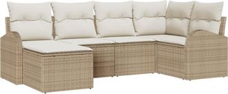 vidaXL Vidaxl - Garden Sofa Set with Cushion 6 pcs Beige Poly rattan