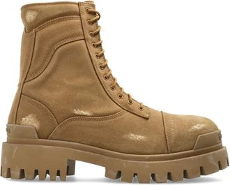 Balenciaga Lace-up Boots, male, Brown, Size: 11 US Combat Strike L20 Ankle Boots