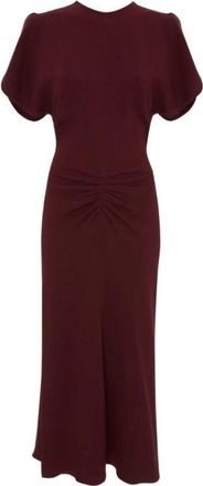 Victoria Beckham Bela Midi Jurk - Dames - Casual kleedjes - Rood - 2XS - Wol - Kleedjes