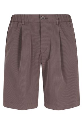 Herno Brown Bermuda Seer-Crease Seersucker Polyester Shorts