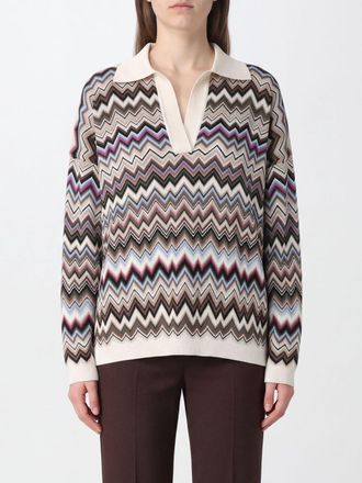 Missoni Polo in maglia a maniche lunghe con motivo a zig zag