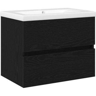 vidaXL Vidaxl - Gabinete Para Lavabo Con Puerta Roble Negro 60 X 39 X 62 Cm