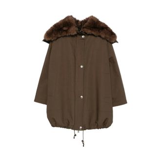 VALENTINI 1972 Valentini 1972 - K6102Rev Eco Fur Parka - Dames - Mantels - Groen - Maat: M Katoen