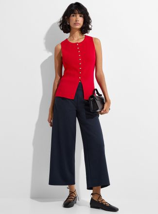 Ichi Womens Structured jersey pleated cropped pant