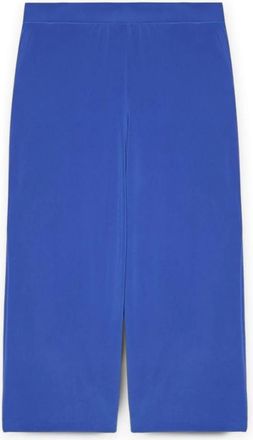 Fiorella Rubino Cropped jersey wijde broek - Dames - Vrijetijds broeken - Blauw - S - Polyester - Broeken