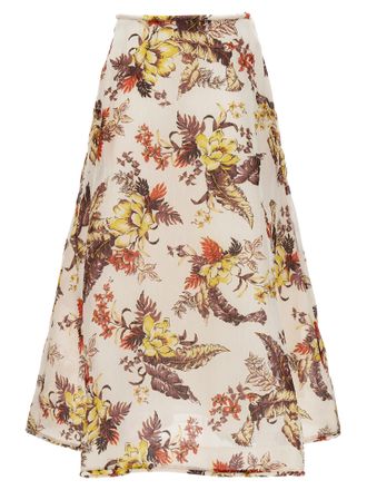 Zimmermann Multicolor Linen Midi Womens Skirt