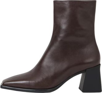 Vagabond Hedda Chocolate Enkellaarzen - Dames - Laarzen met Hak - Bruin - 37 EU - Leer - Schoenen
