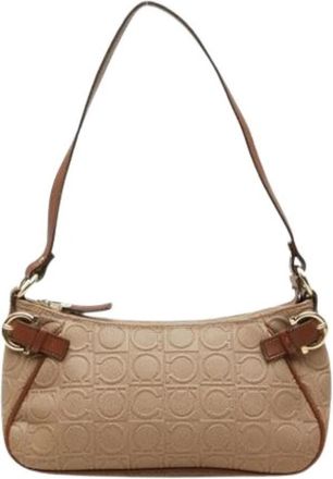 Ferragamo Pre-owned au-21 Shoulder bag - Dames - Vintage Schoudertas - Beige - ONE Size - Leer - Vintage