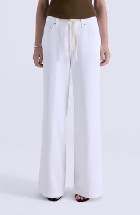 Pistola Denim Jadyn Drawstring Mid Rise Palazzo Jeans in Optic White at Nordstrom, Size 26