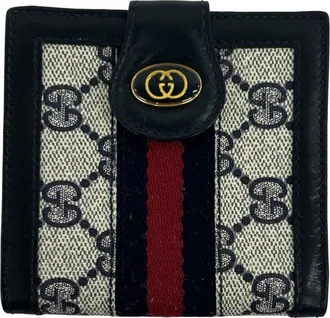 Gucci Navy Red Color Pvc Leather Wallet (Bi-Fold) (Pre-Owned)