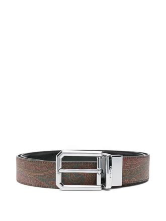 Etro paisley-print leather belt - Brown
