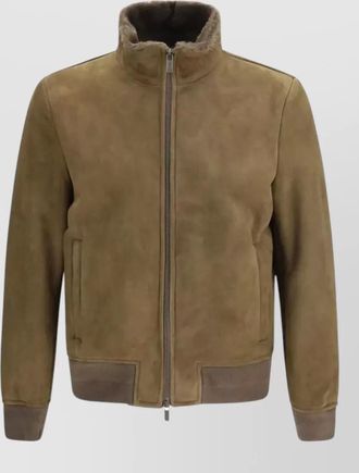 Salvatore Santoro suede high-neck bomber jacket