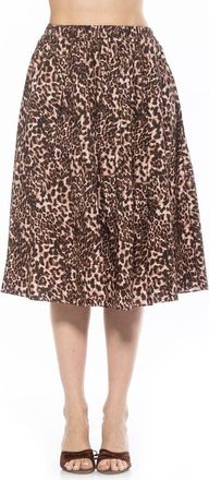 Alexia Admor Isla Flared Cotton Blend Midi Skirt in Leopard at Nordstrom Rack, Size X-Small