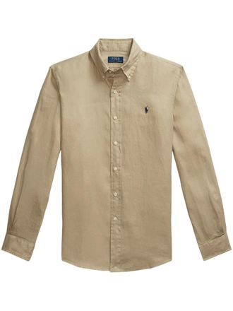 Polo Ralph Lauren Polo Pony shirt - men - Linen/Flax - M - Neutrals