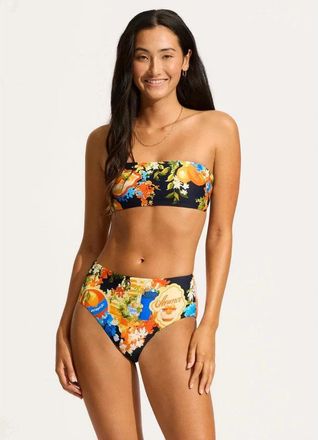 Seafolly Womens Seafolly Ciao Bella Bikini Bottom True Navy High-Waisted Beach GBO1302