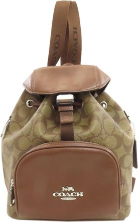 Coach Signature Brown Pvc Leather Backpack (Pre-Owned)