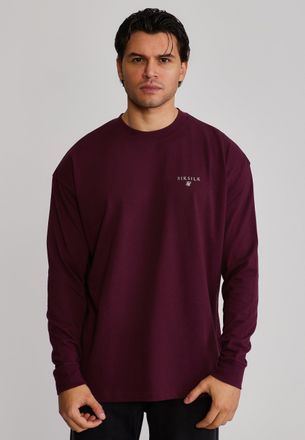 Siksilk Mens Burgundy Long Sleeve T-Shirt XL