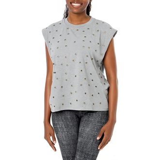 Dai Moda Star Studded Oversize Muscle T-Shirt in Grey at Nordstrom, Size X-Large
