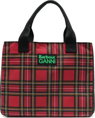 Barbour Borsa tote tartan con logo - Rosso