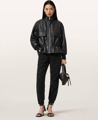 AllSaints Lyocell/Linen Val Cargo Linen Blend Trousers, Size: UK 14/US 10