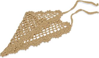 AeraVida Summer Festival Brown Crochet Beach Bandana Cotton Hair Scarf of Kerchief