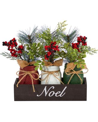 Nearly Natural 12in Holiday Winter Pine And Berries Arrangement