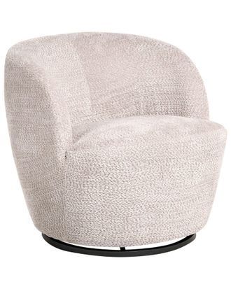 Beliani Poltrona Girevole Moderna Rivestimento In Ciniglia Con Braccioli Seduta Ampia Soggiorno Beige Kuolpa