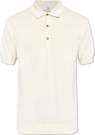 Etro Polo shirt met geborduurd logo - Heren - Polos - Beige - XL - Katoen - Tops