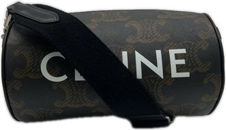 Celine Black Brown White Coated Canvas Leather Shoulder Bag (Pre-Owned)