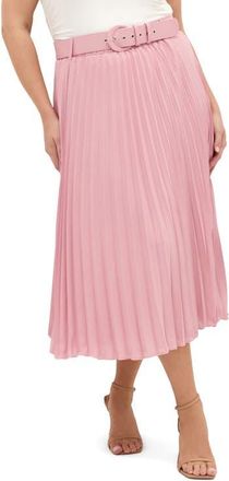 City Chic Petra Pleated Skirt in Dusty Rose at Nordstrom, Size Xl