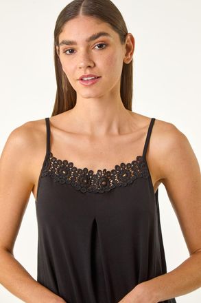 Roman Lace Trim Cami Stretch Top
