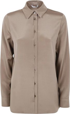 Max Mara Zijden Avion Klassieke Shirt - Dames - Overhemden - Bruin - XS - Overhemden