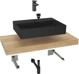 Puma Naturel Conjunto De Ba&ntilde;o Hansgrohe Con Dolce 100x8x50 Cm, Imitaci&oacute;n Roble Halifax