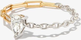 Yvonne Léon 18K Yellow And White Gold Solitaire Chain Diamond Ring - Womens - Diamond/18kt White Gold/18kt Yellow Gold