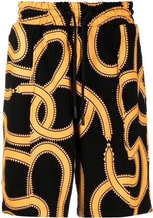 Marcelo Burlon Snakes print track shorts - men - Viscose/Polyamide/Elastane - M - Black