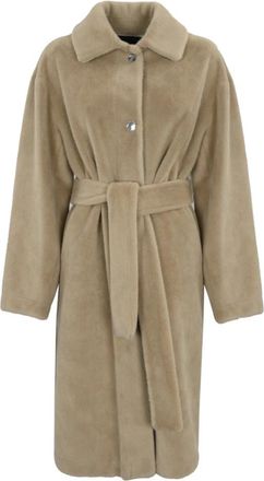 Pinko Imitatiebontjas met Riem - Dames - Jas met riem - Beige - M - Polyester - Jassen