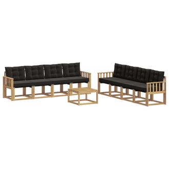 vidaXL Conjunto De Sof&aacute;s De Exterior Con Coj&iacute;n 9 Pcs Blanco Y Negro Vidaxl