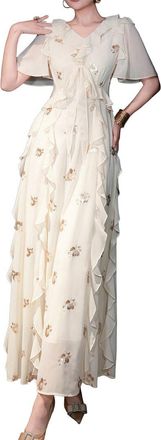 Burryco Burryco Embellished Short Sleeve Maxi Dress