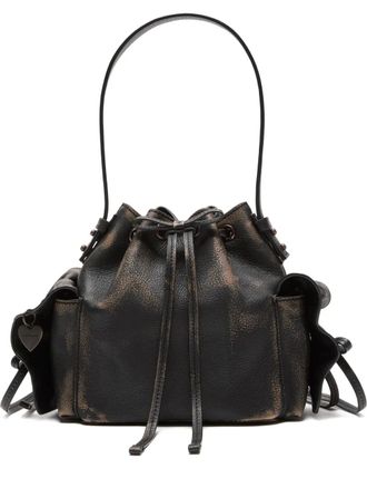 Acne Studios leather drawstring mini bag - Brown