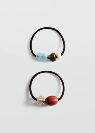 Mango Pack 2 elastici per capelli perline rosso - Donna - Taglia unica - MANGO