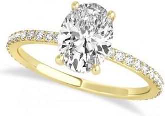 Allurez Oval Lab Grown Diamond Hidden Halo Engagement Ring 18k Yellow Gold (0.76ct)