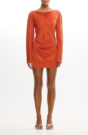 Significant Other Arielle Long Sleeve Crushed Satin Cocktail Minidress in Rust at Nordstrom Rack, Size 6 Us / 10 Au