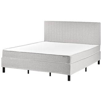 Beliani Cama Con Somier De Tela 180 X 200 Cm Con Colch&oacute;n De Muelles Ensacados Con Cabecero Dormitorio Gris Claro Countess