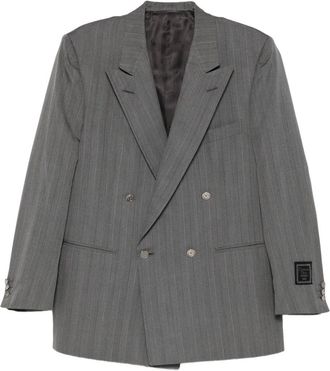 Dior 1990s gestreepte blazer met dubbele rij knopen - Grijs
